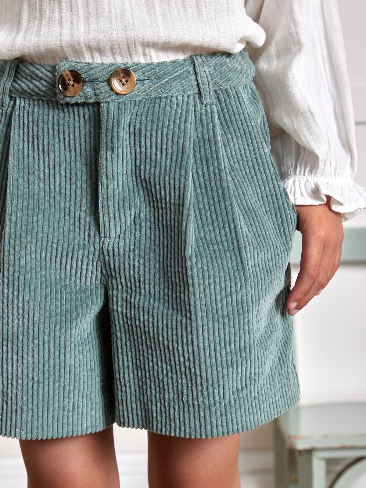 Short velours gaufré taille haute Fille