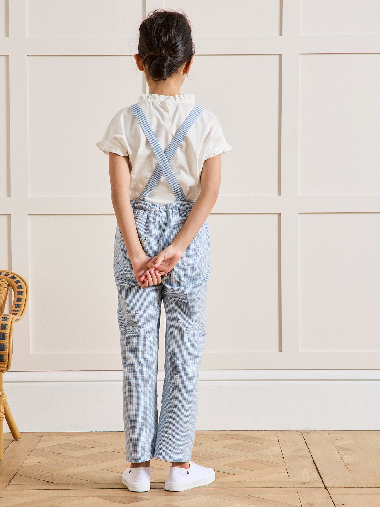 Salopette Fille - vichy brodé