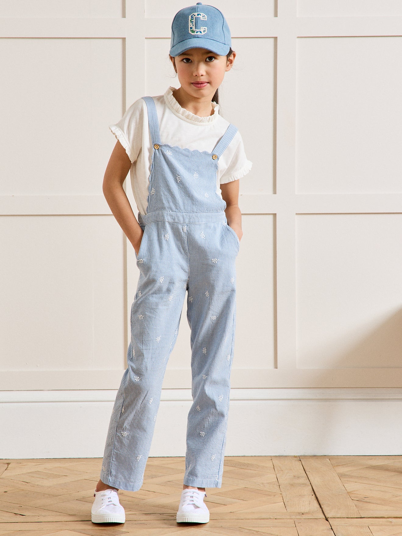 Salopette Fille - vichy brodé