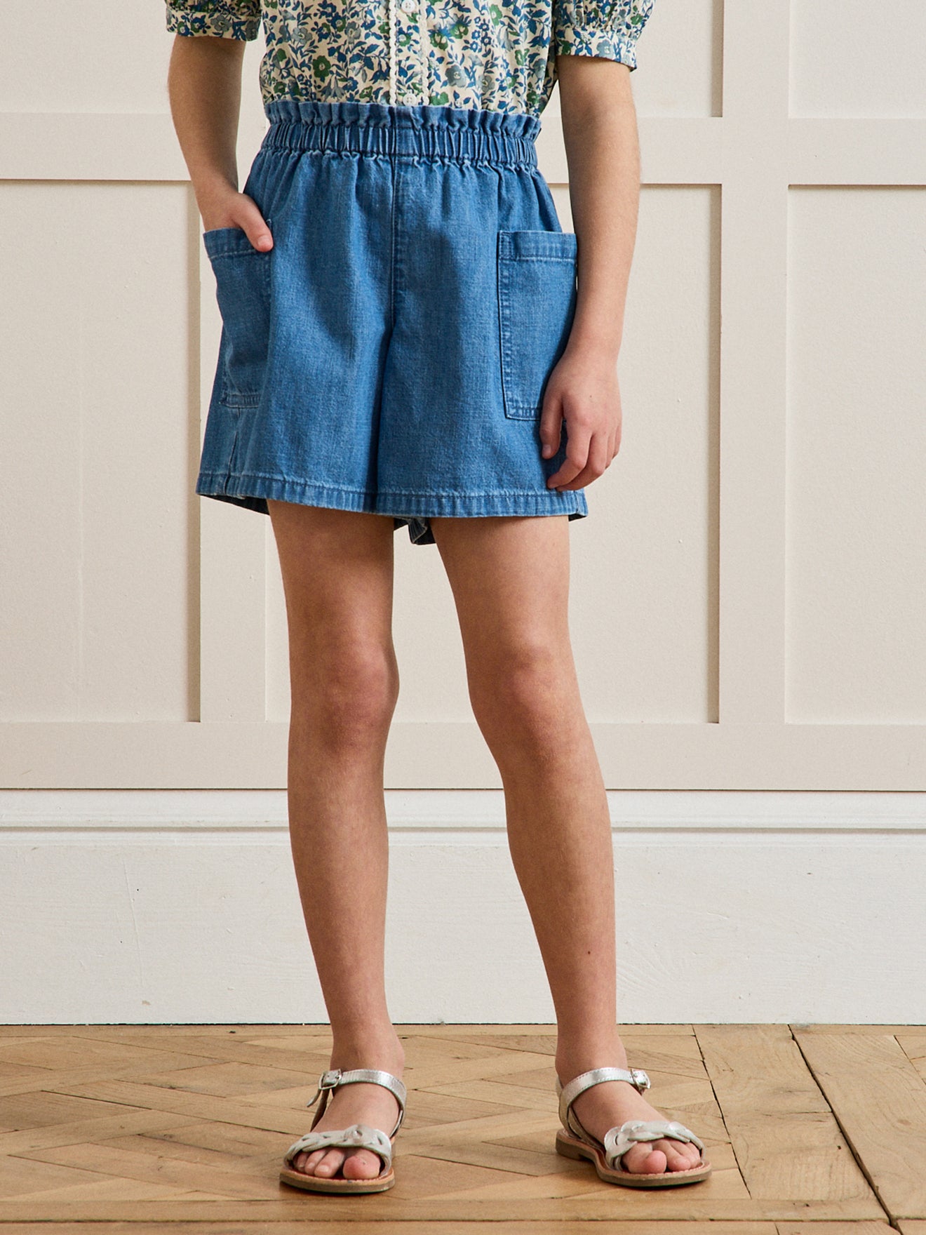 Short Fille en denim light