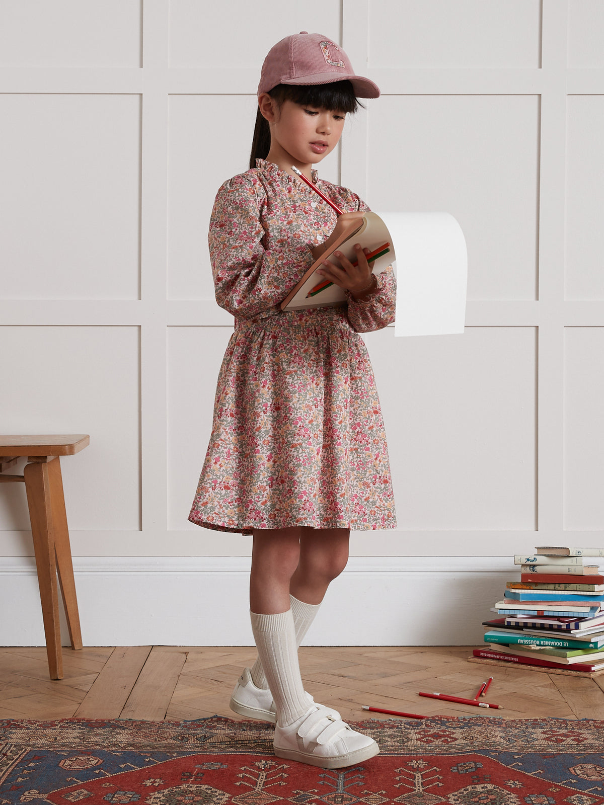 Robe Fille tissu Liberty col froufrou