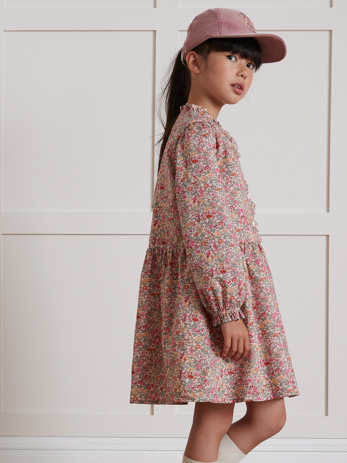 Robe Fille tissu Liberty col froufrou