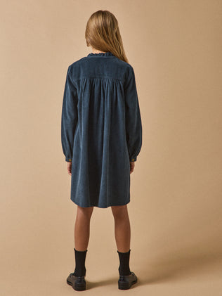 Robe chemise Fille en velours gaufré