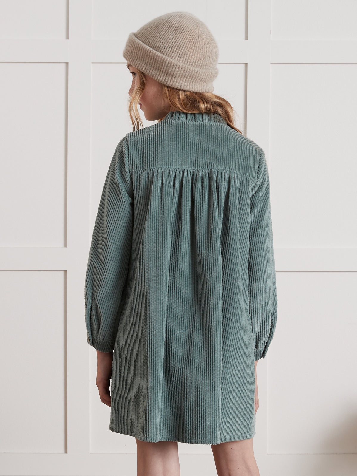 Robe chemise Fille en velours gaufré