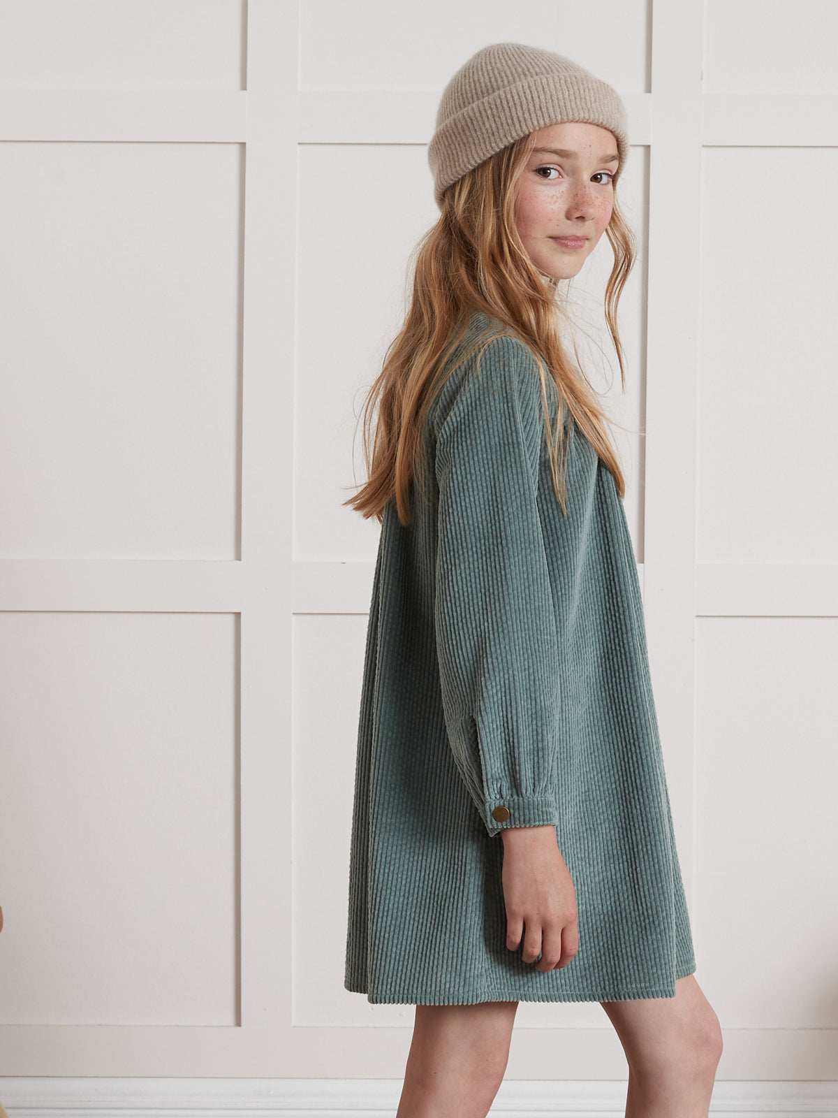 Robe chemise Fille en velours gaufré