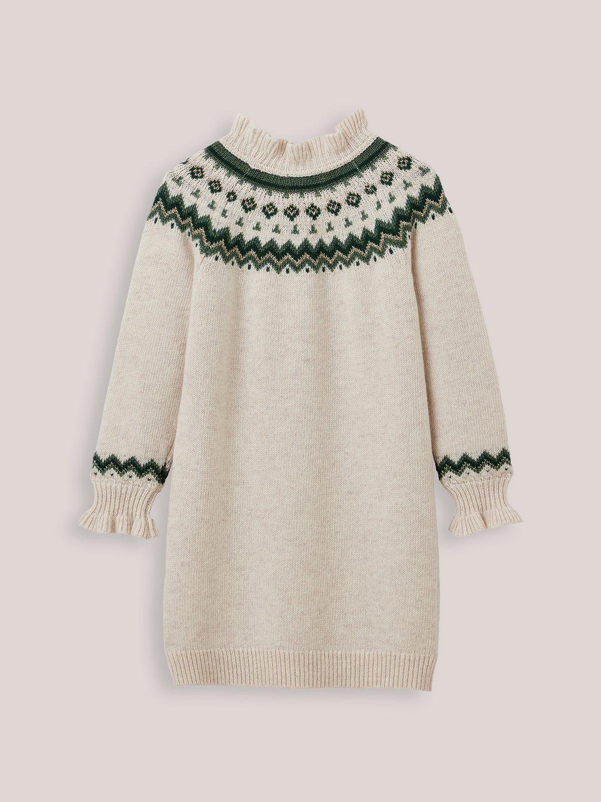 Mädchen-Strickkleid mit Jacquard-Muster