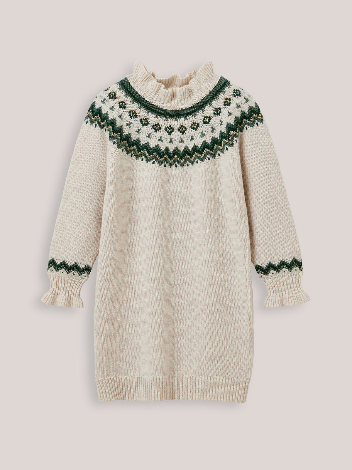 Mädchen-Strickkleid mit Jacquard-Muster