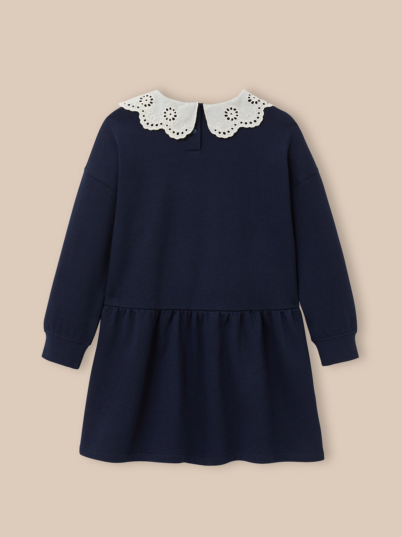 Kleid mit grossem besticktem Kragen, Bio-Baumwolle