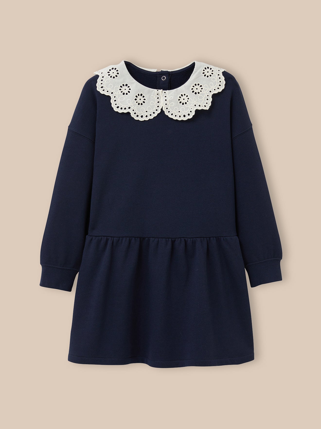 Kleid mit grossem besticktem Kragen, Bio-Baumwolle