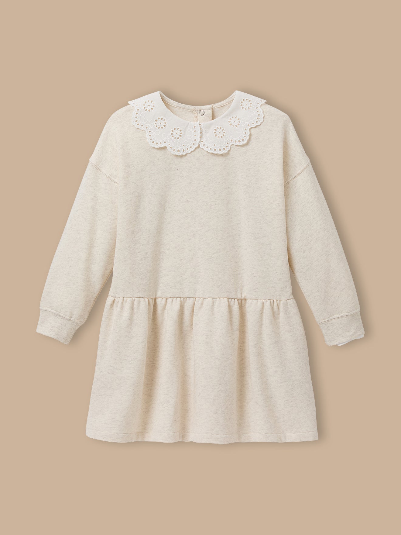 Kleid mit grossem besticktem Kragen, Bio-Baumwolle