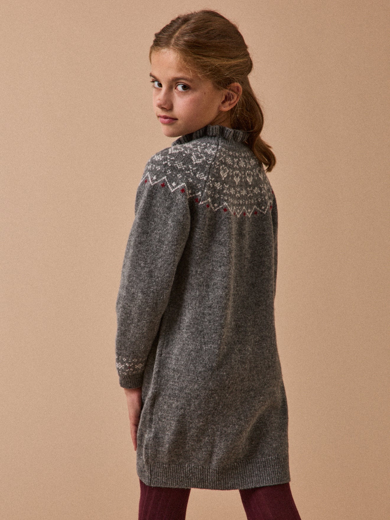 Mädchenkleid aus Wolle mit Jacquard