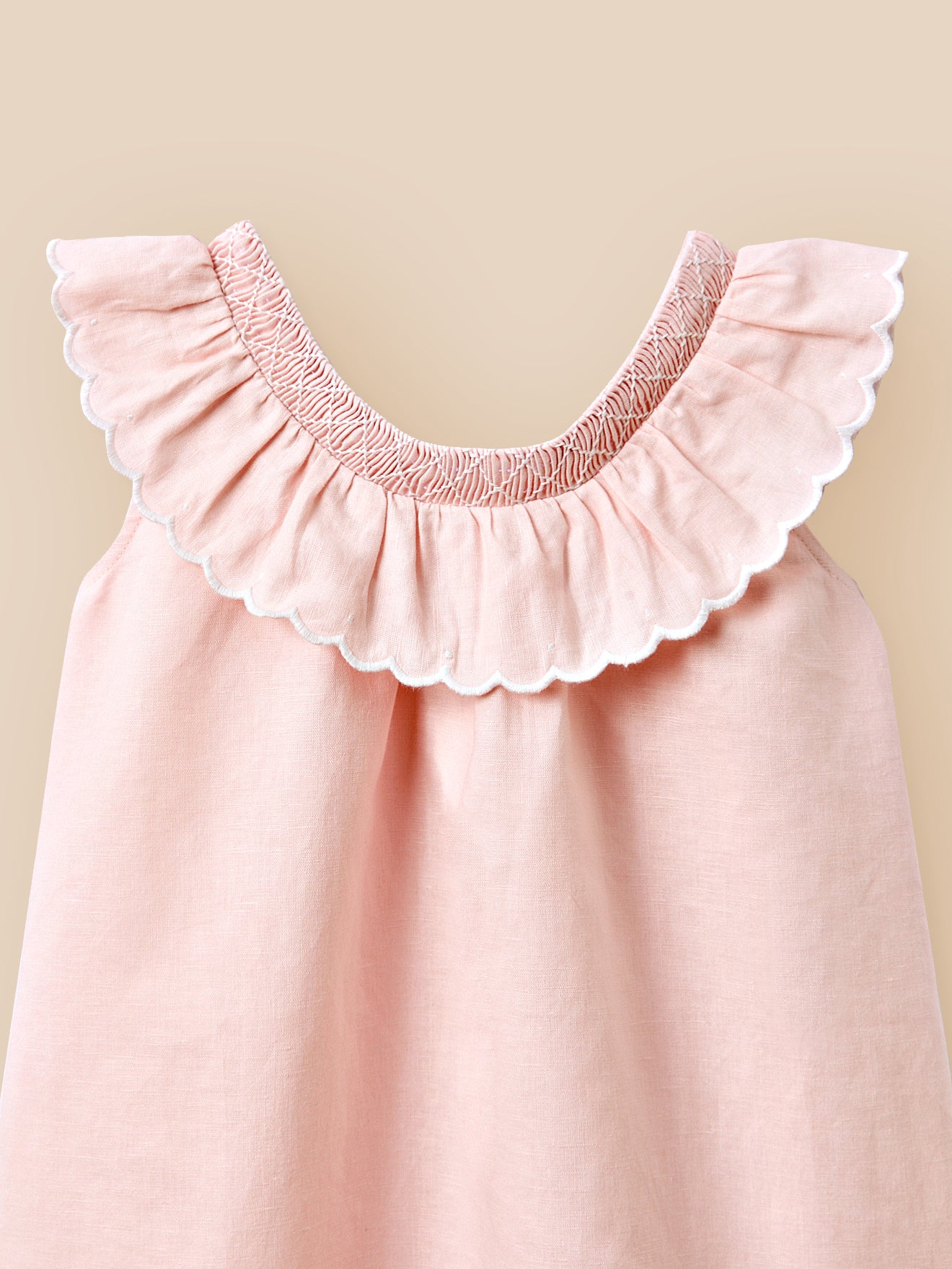 Mädchenkleid « Clotilde » aus Leinen und Baumwolle – Kollektion « Feste & Hochzeiten »