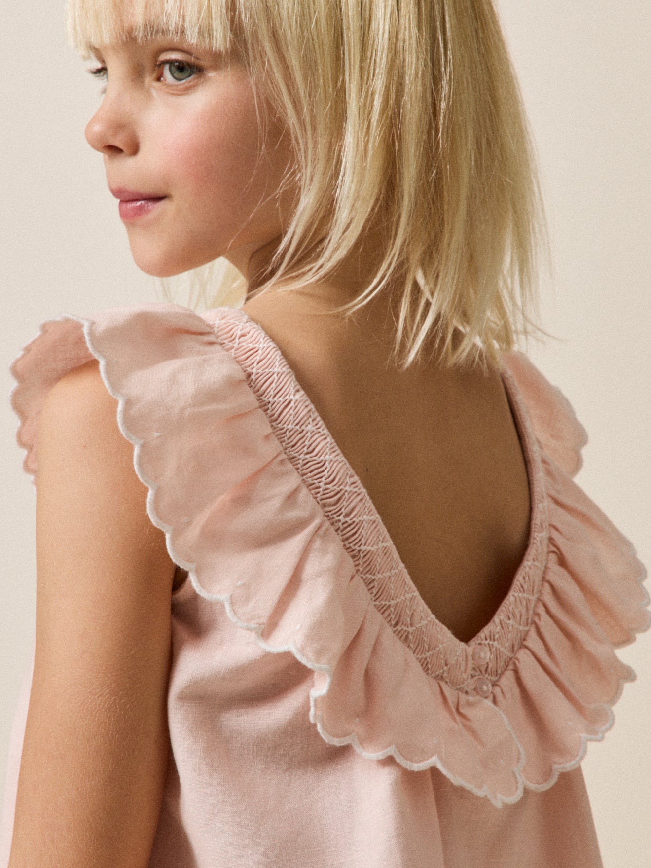 Robe Fille Clotilde lin et coton - Collection Fêtes et Mariages