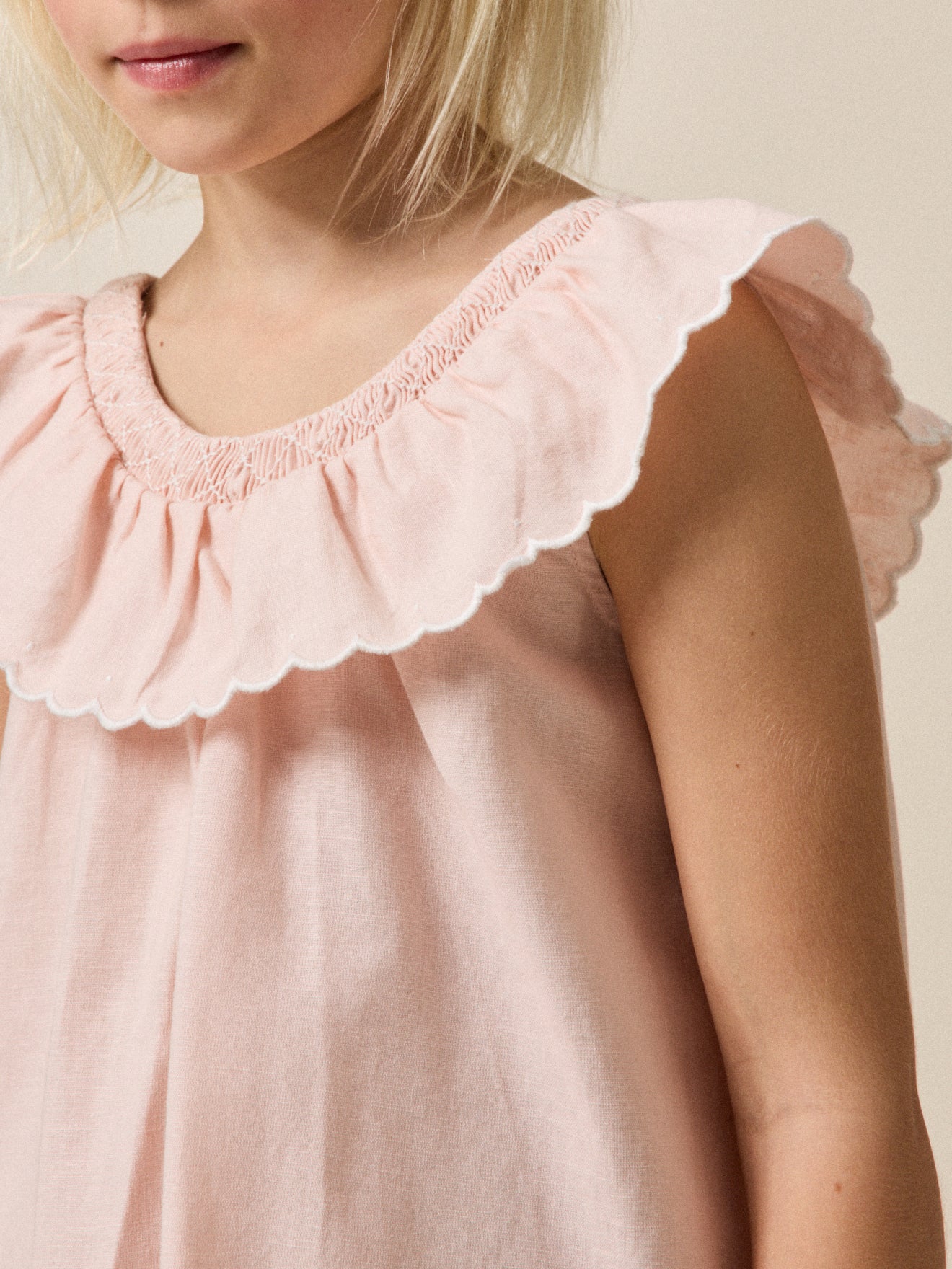 Robe Fille Clotilde lin et coton - Collection Fêtes et Mariages