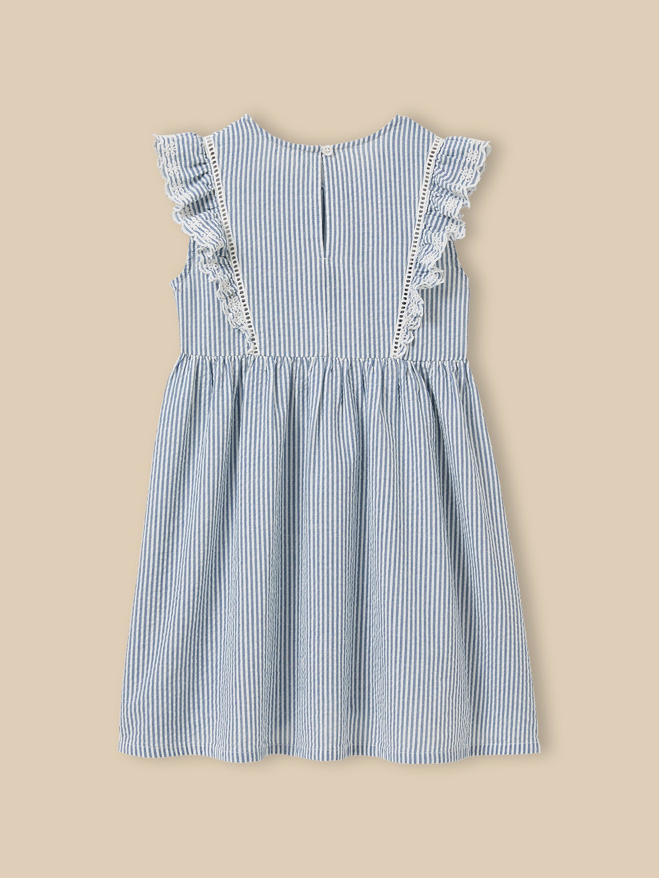 Mädchenkleid aus Seersucker mit Streifenmuster