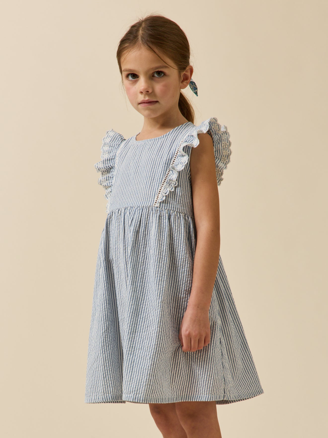 Robe rayée en seersucker Fille