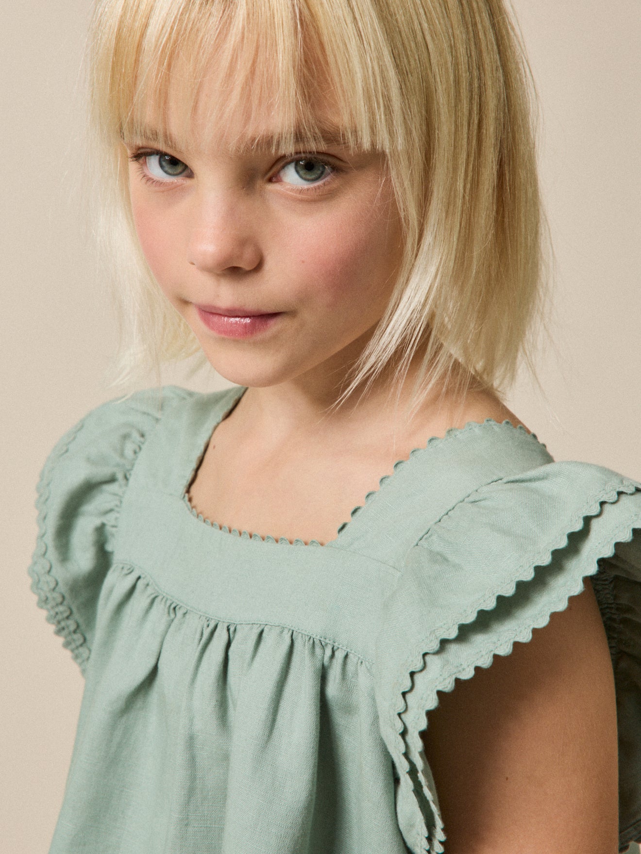 Robe Clémence Fille lin et coton - Collection Fêtes et Mariages