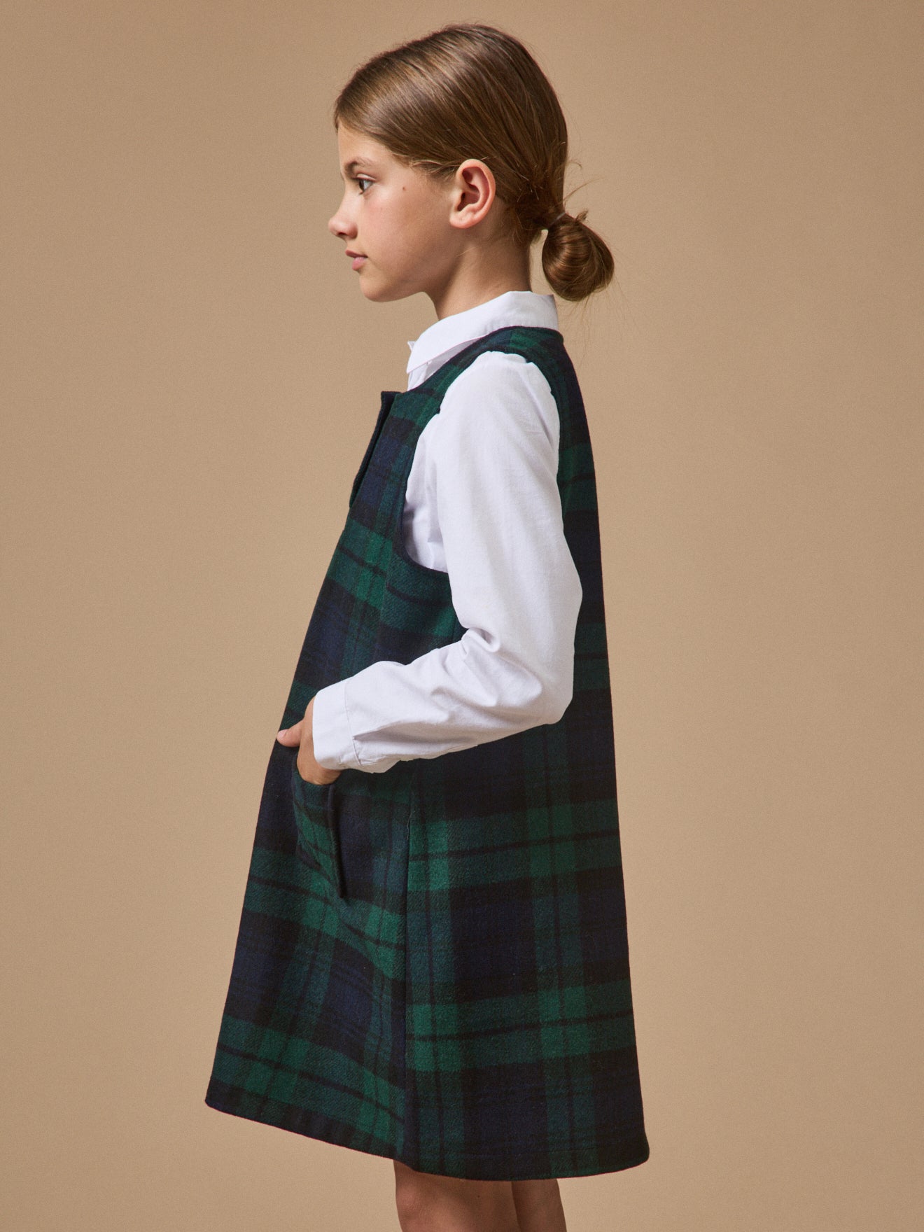 Mädchen-Trägerkleid mit Tartan-Druckmuster
