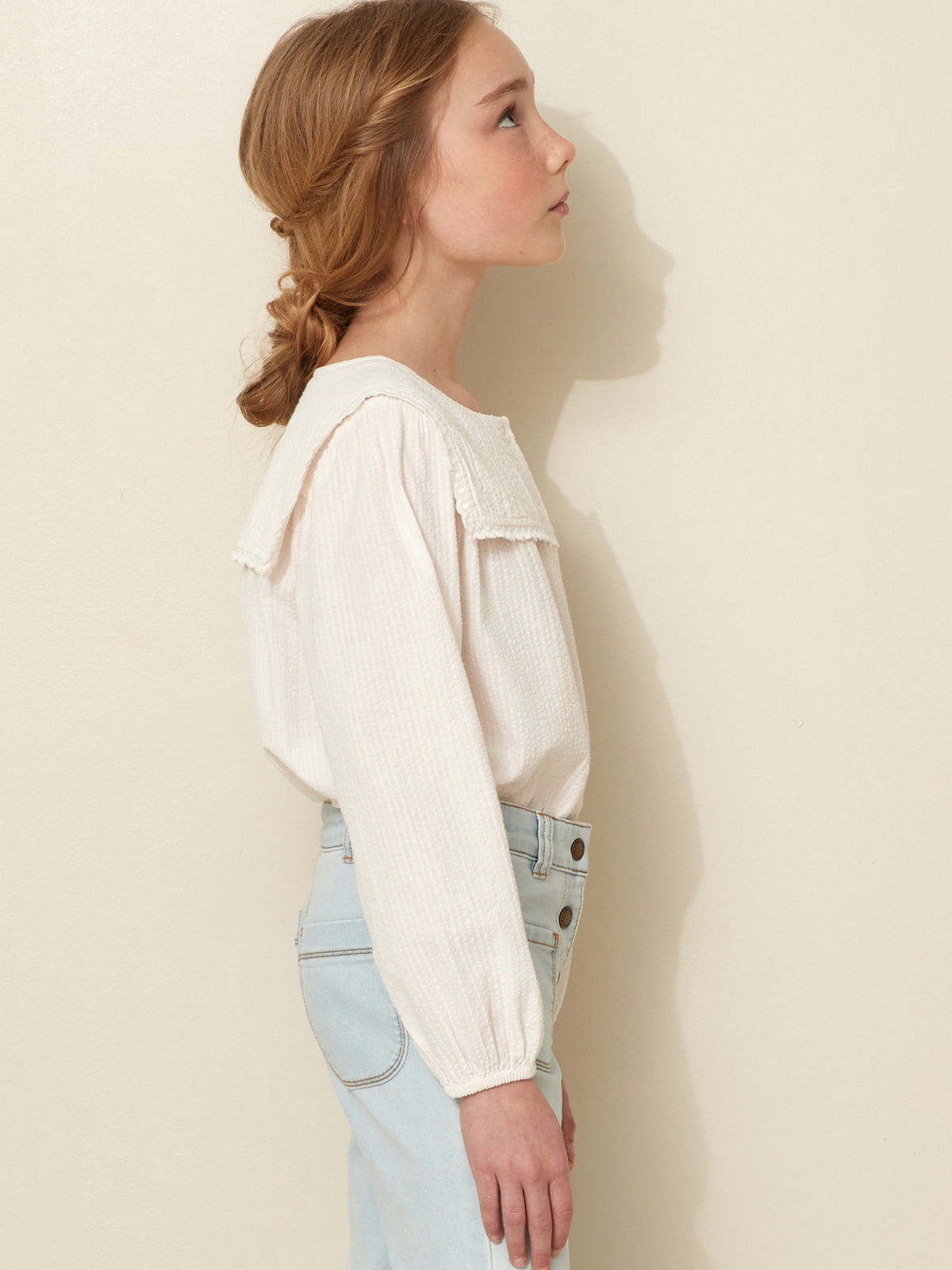 Chemise vareuse Fille en seersucker