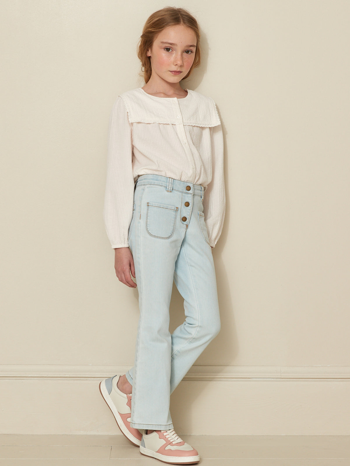 Chemise vareuse Fille en seersucker