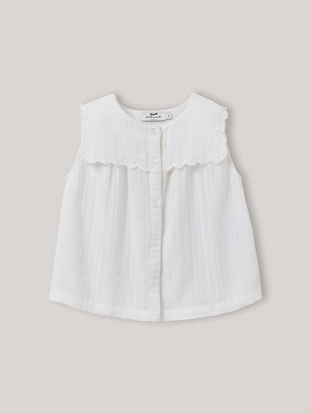 Mädchenbluse ohne Ärmel – Bio-Baumwollgaze