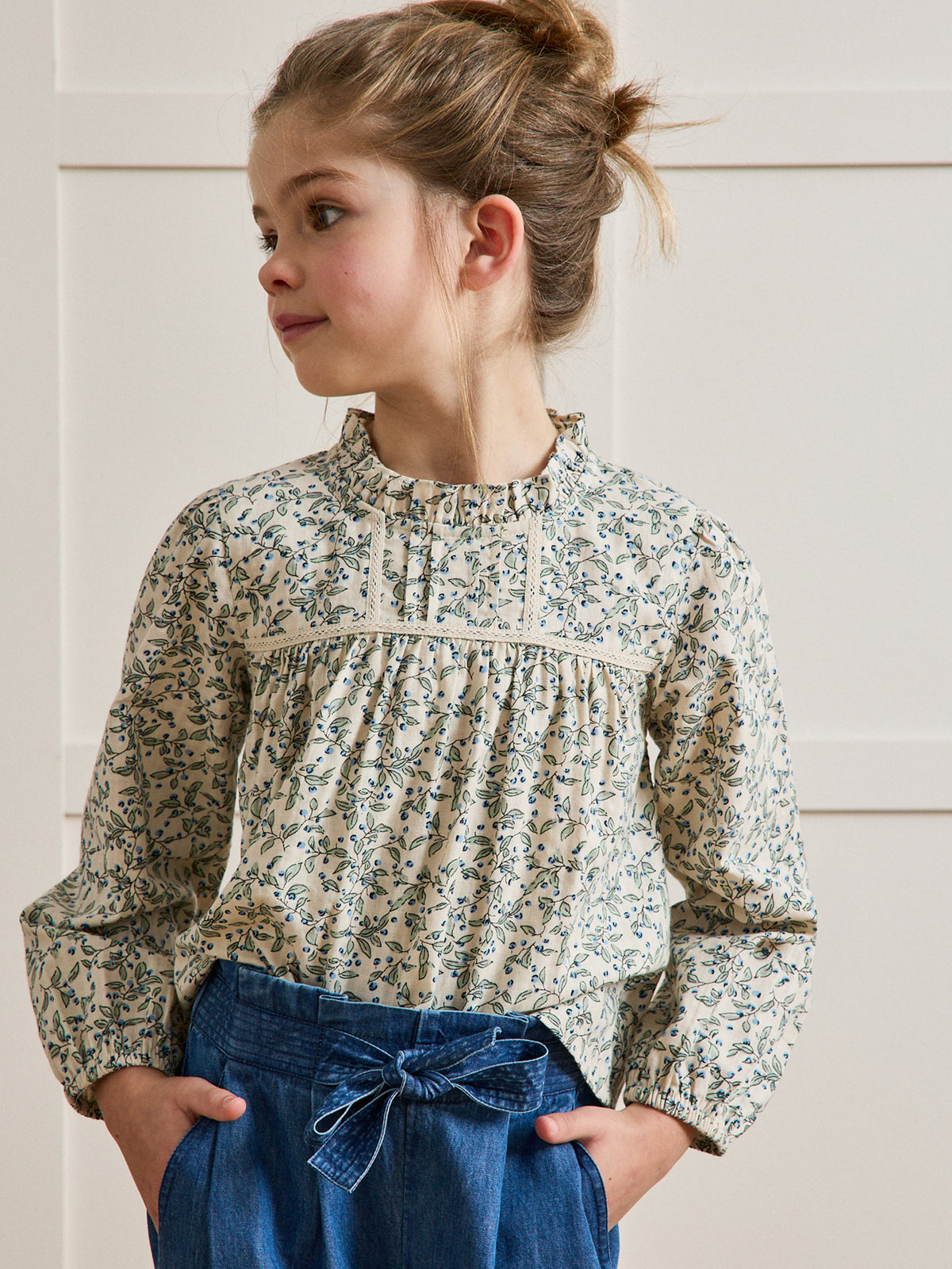 Mädchenbluse – Druckmuster « Olivia »