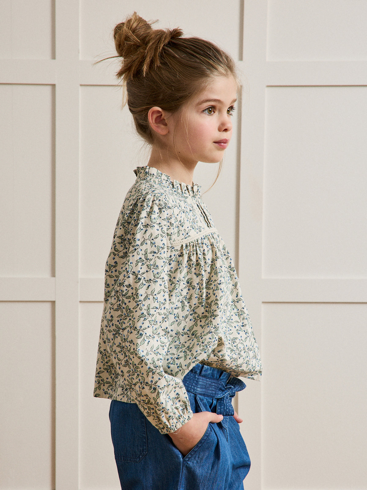 Mädchenbluse – Druckmuster « Olivia »