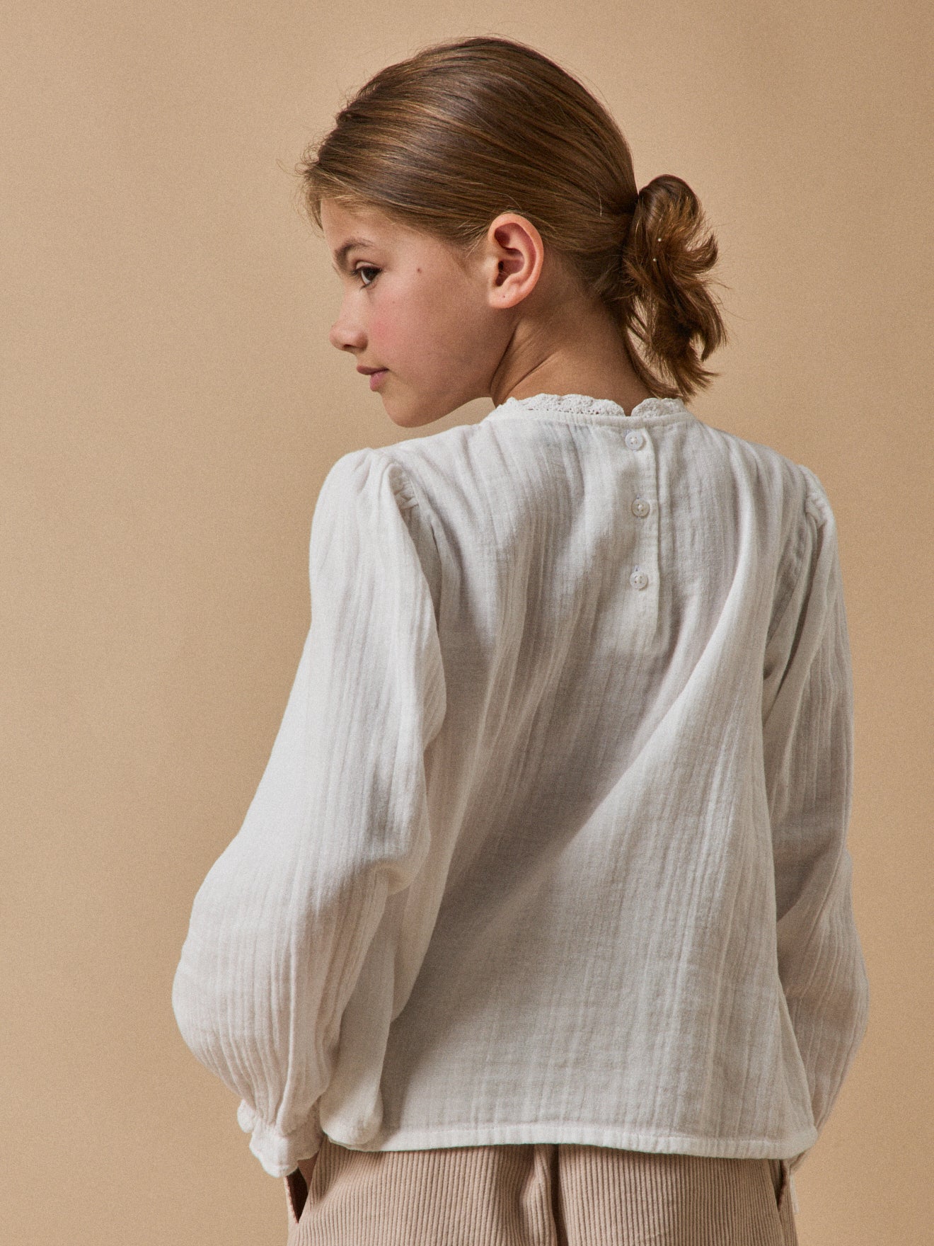 Mädchenhemd aus Baumwoll-Gaze, elegant