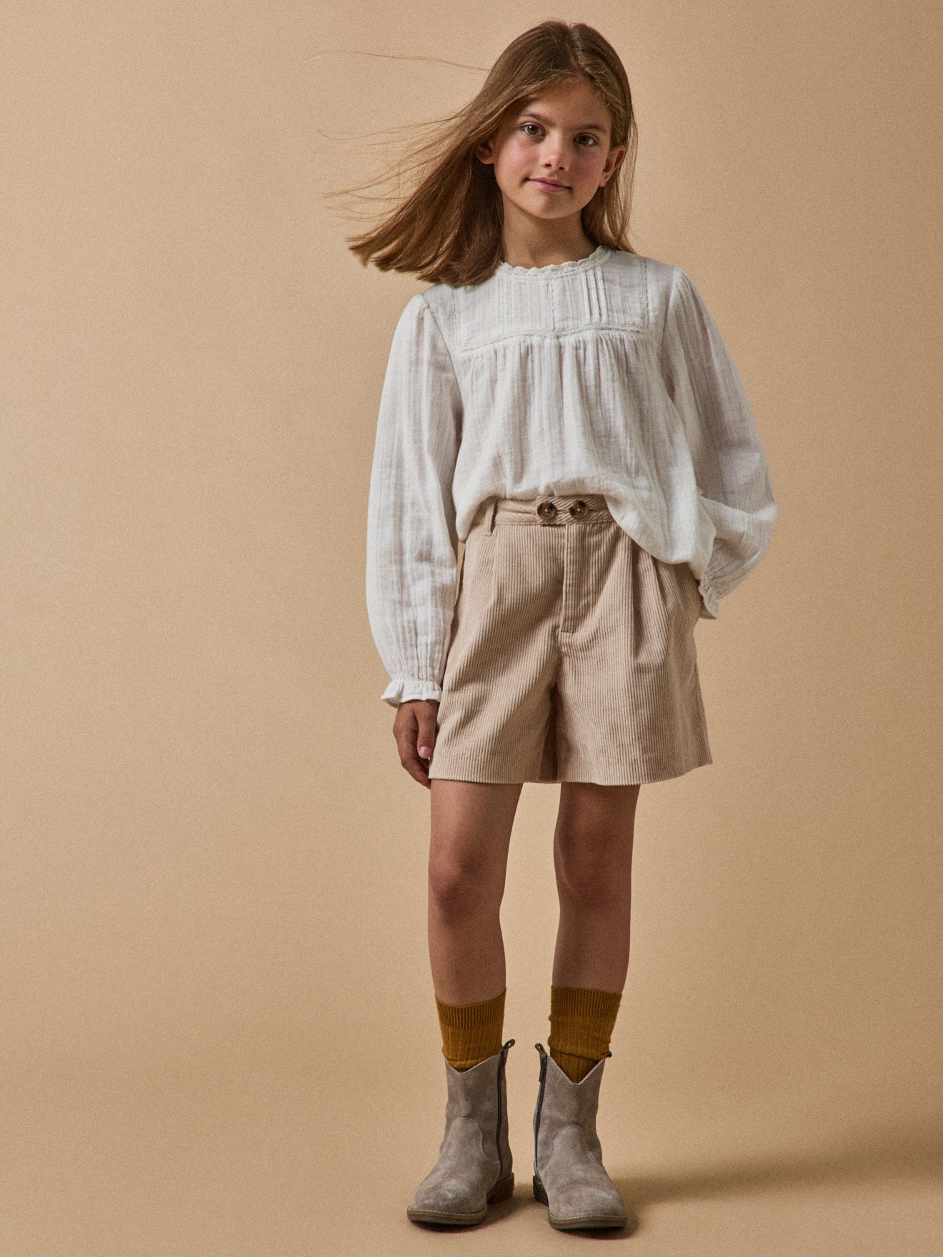 Mädchenhemd aus Baumwoll-Gaze, elegant
