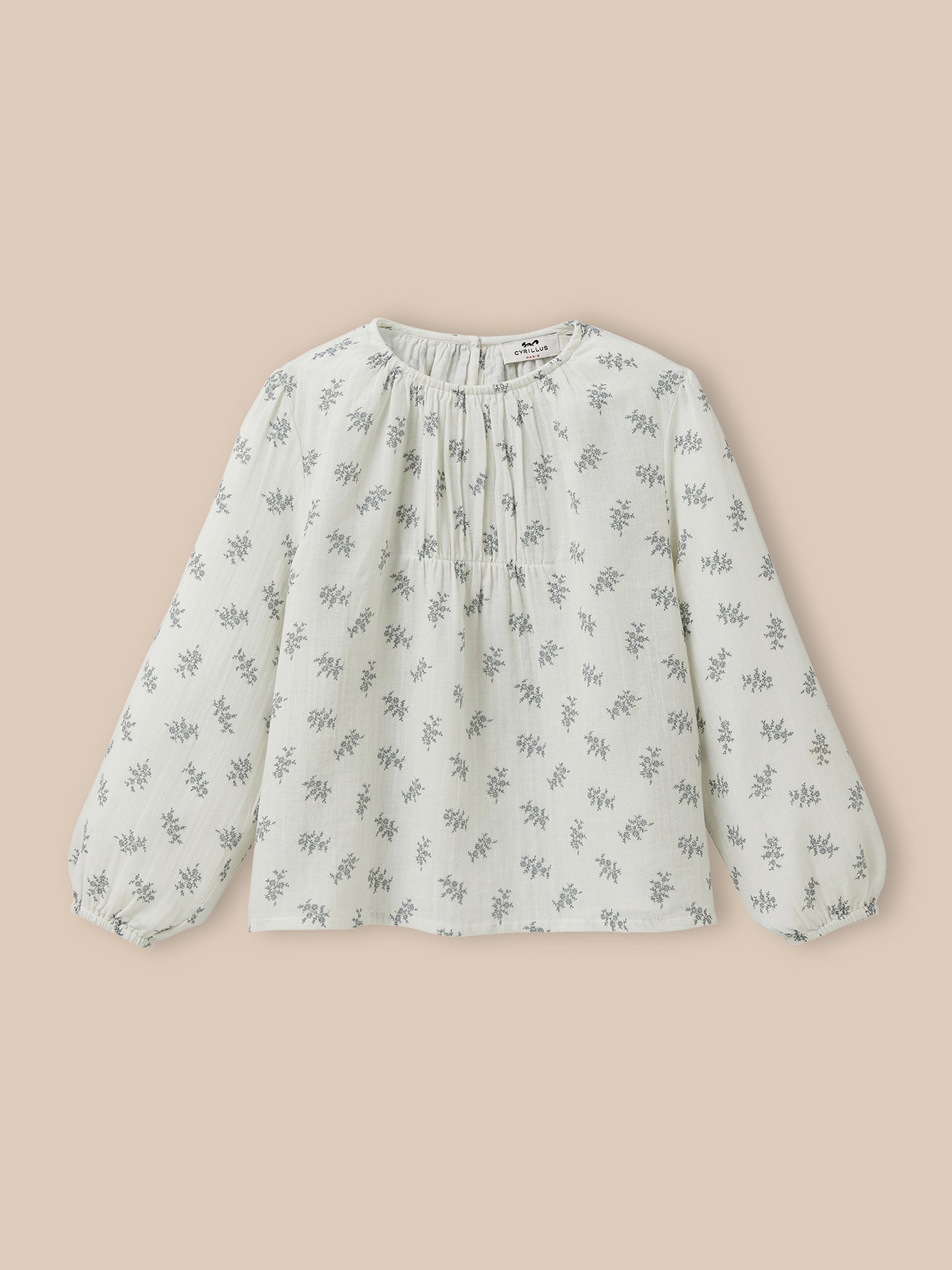 Mädchenbluse  aus Baumwollgaze mit Dessin « Suzanne »