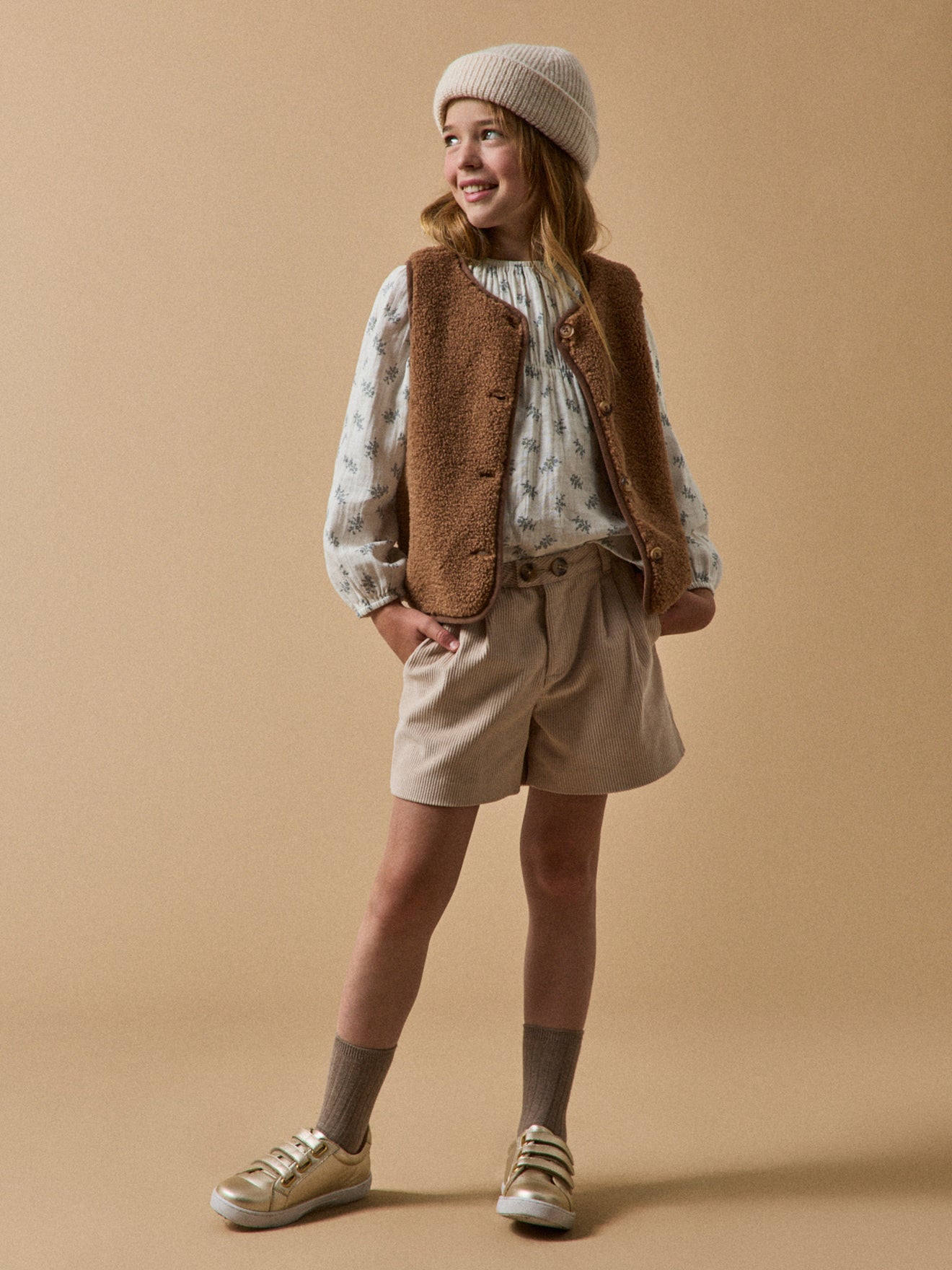 Mädchenbluse  aus Baumwollgaze mit Dessin « Suzanne »