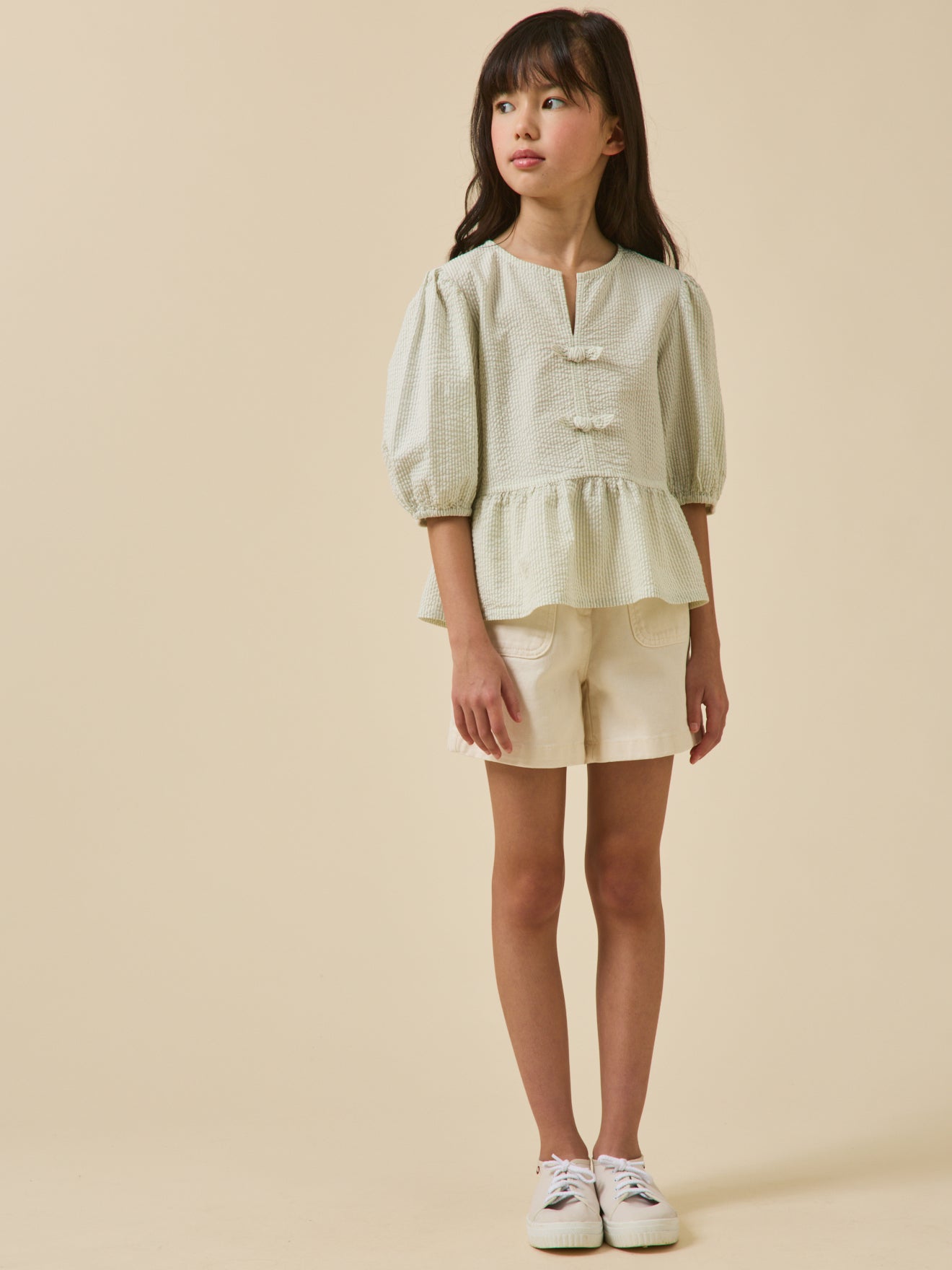 Blouse rayée en seersucker Fille