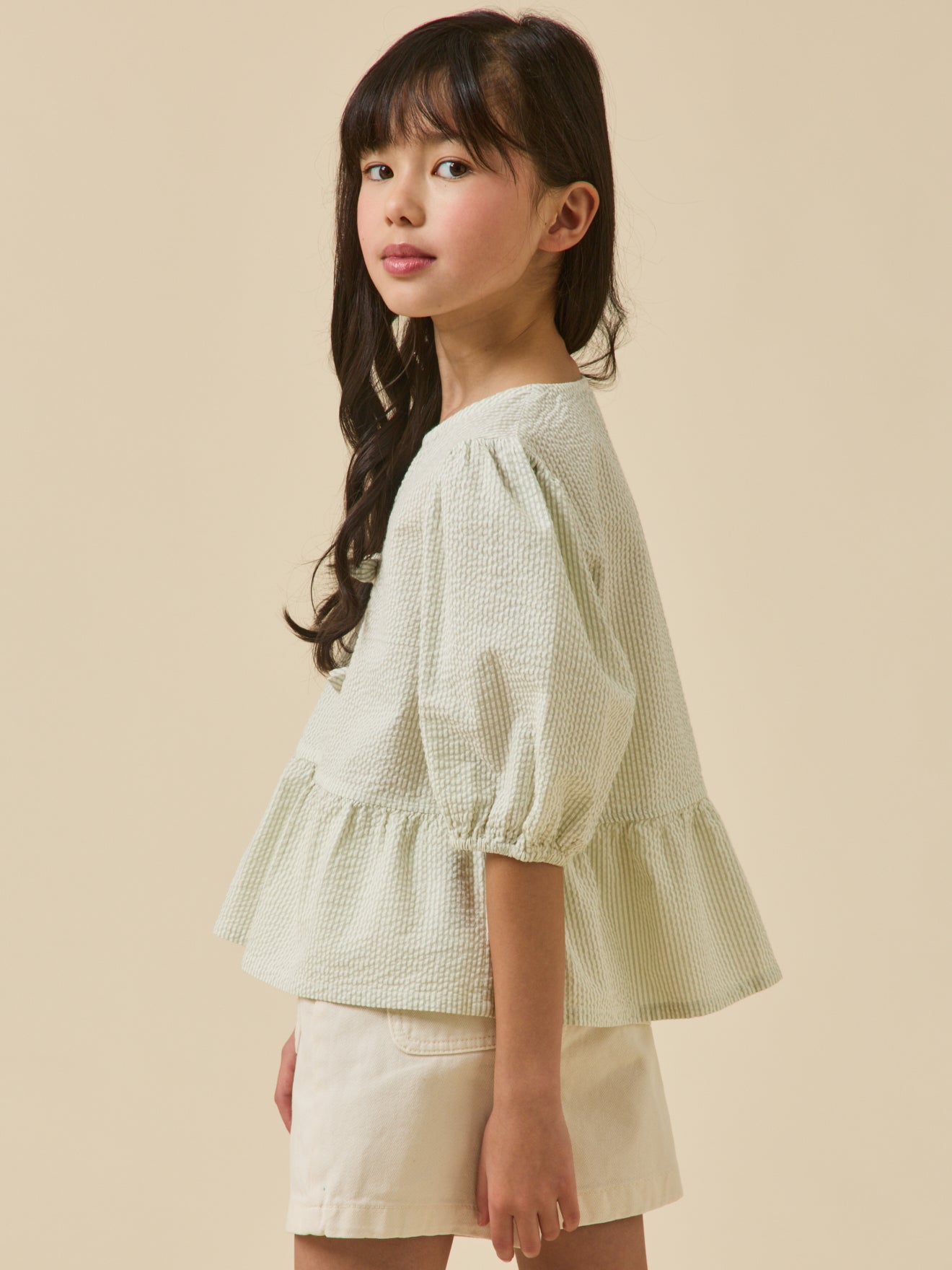 Blouse rayée en seersucker Fille