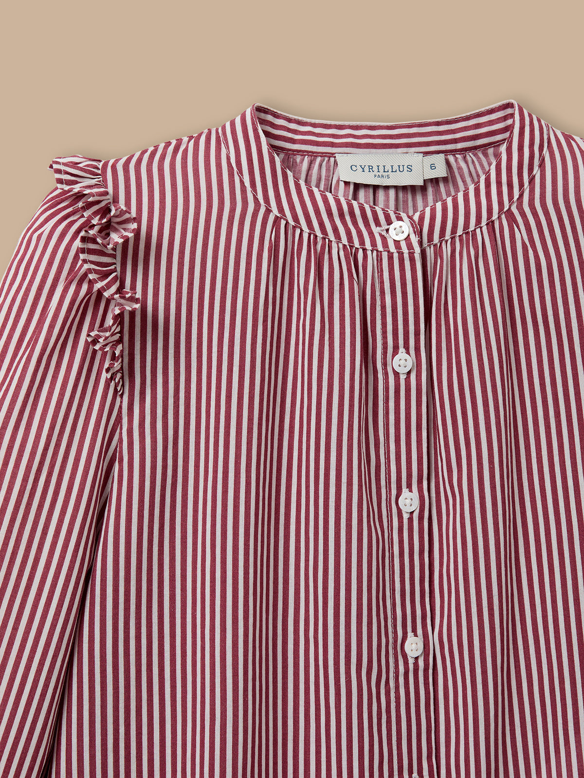 Mädchenbluse mit Volants, gestreift
