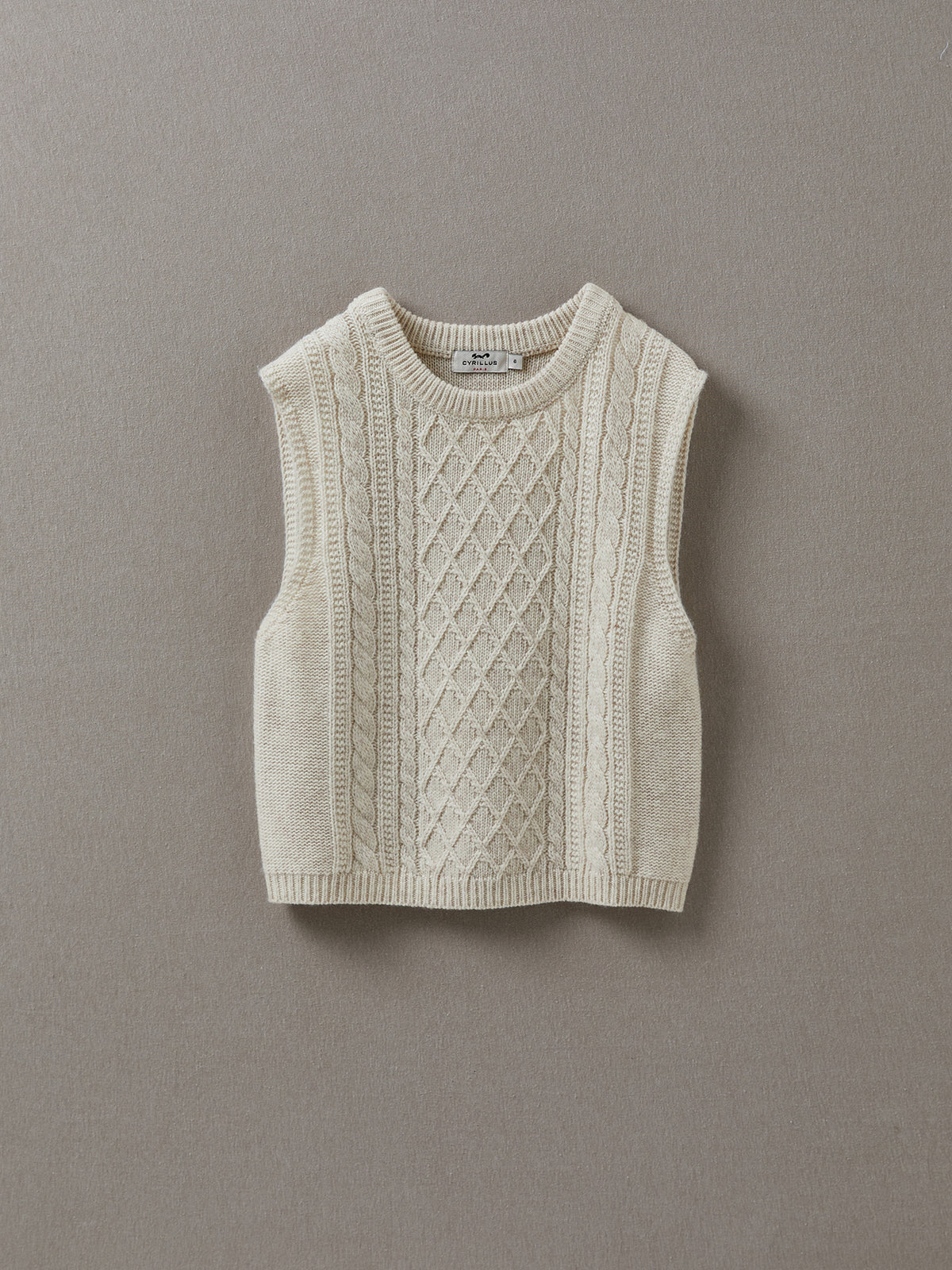 Pull torsadé fille sans manches