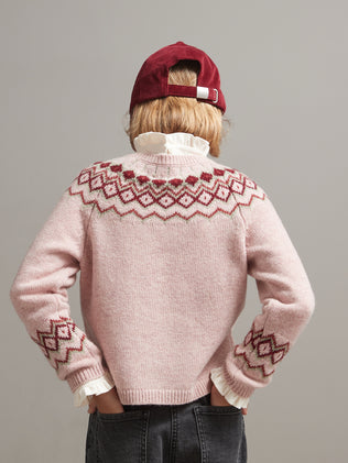Mädchenpullover aus Wolle mit Jacquard-Muster