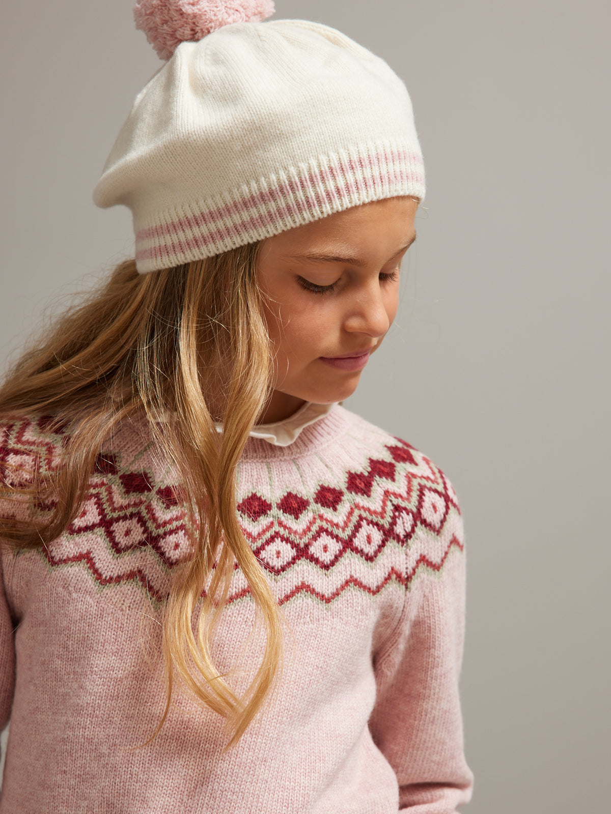 Mädchenpullover aus Wolle mit Jacquard-Muster