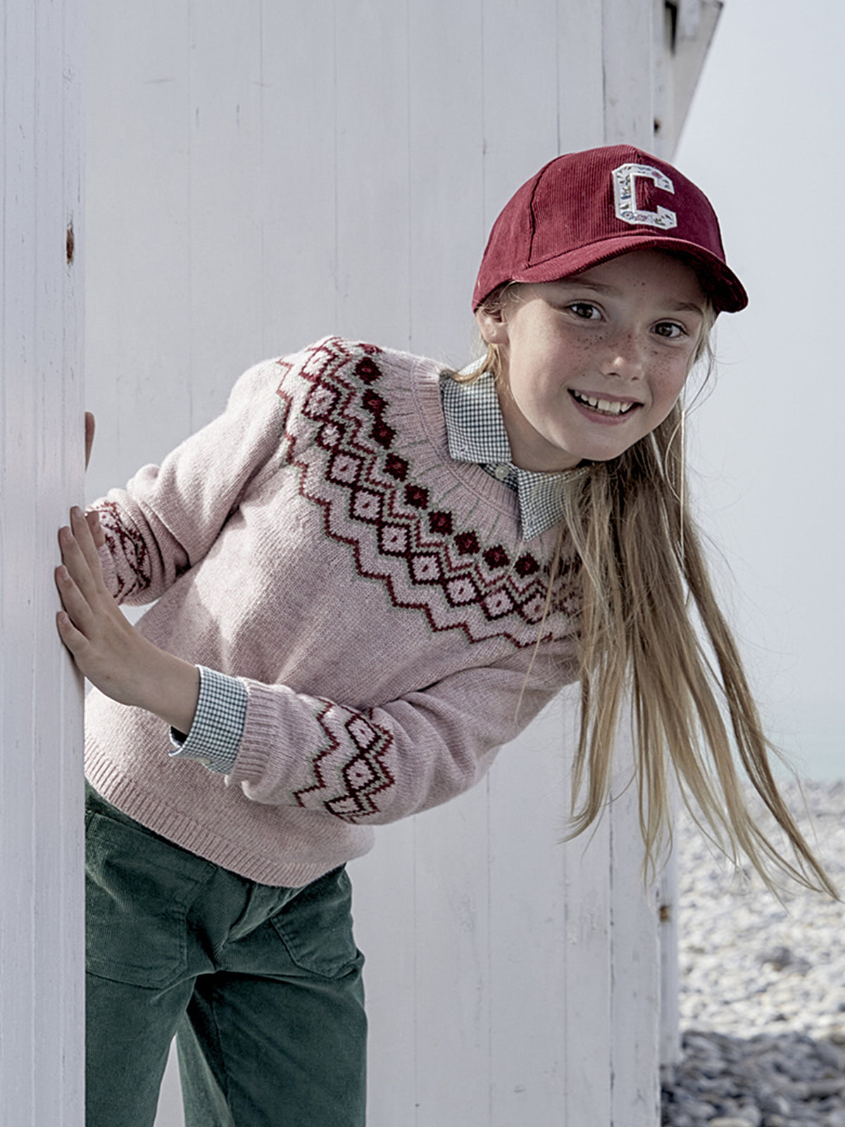 Mädchenpullover aus Wolle mit Jacquard-Muster