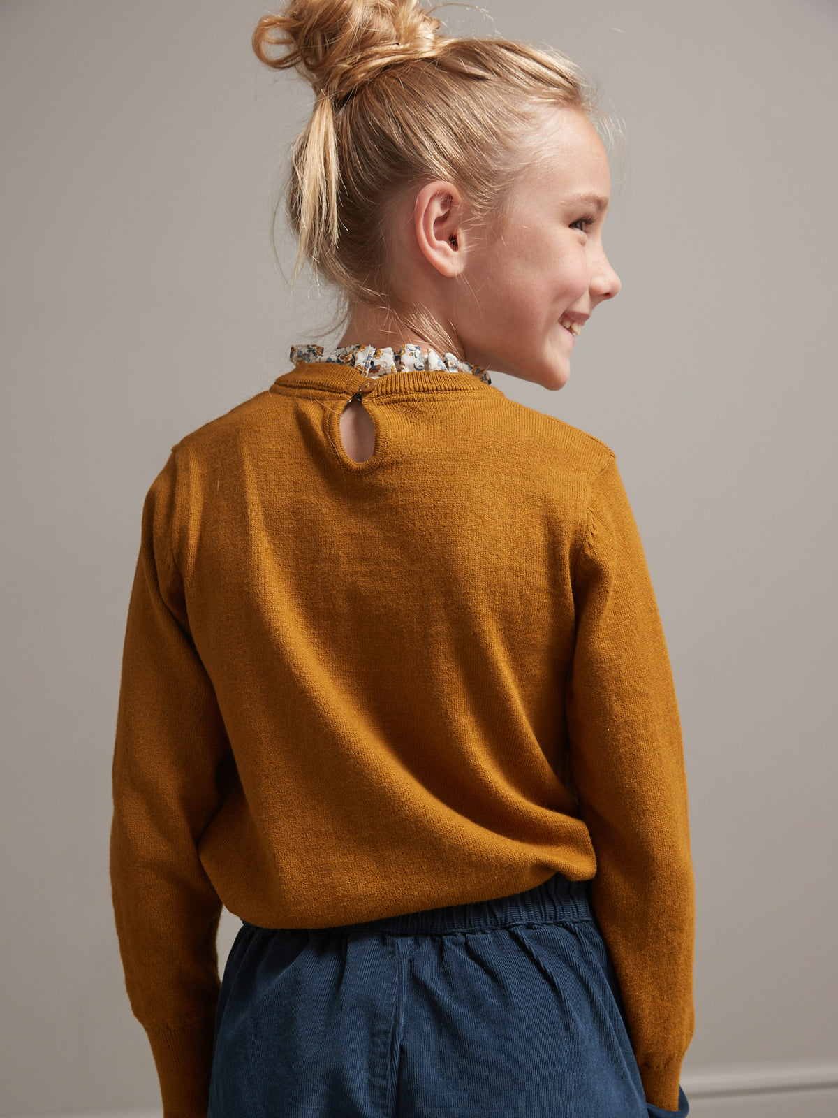 Pull Fille col en tissu Liberty