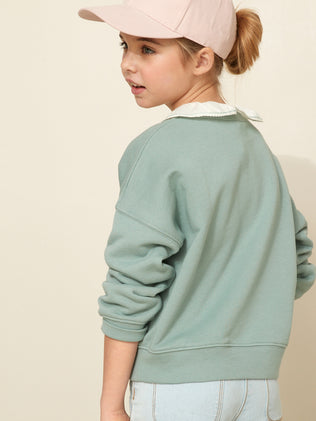 Mädchen-Sweatshirt mit Stickerei und Liberty®-Stoff - Bio-Baumwolle