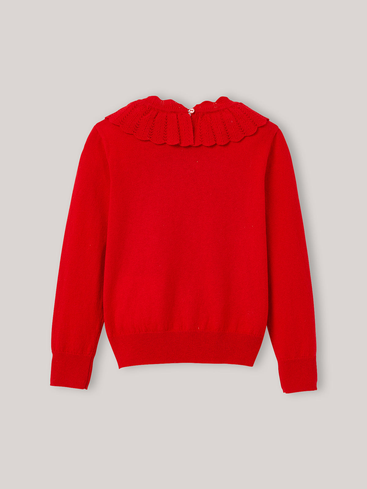 Mädchenpullover aus Baumwolle und Wolle mit Rundkragen
