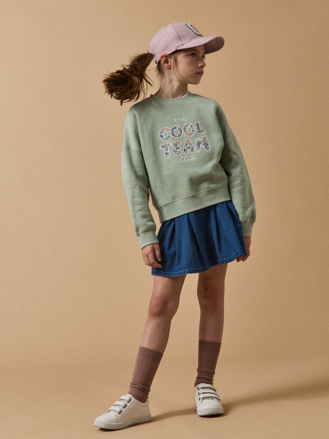 Sweat Cool Team Fille tissu Liberty - Coton biologique