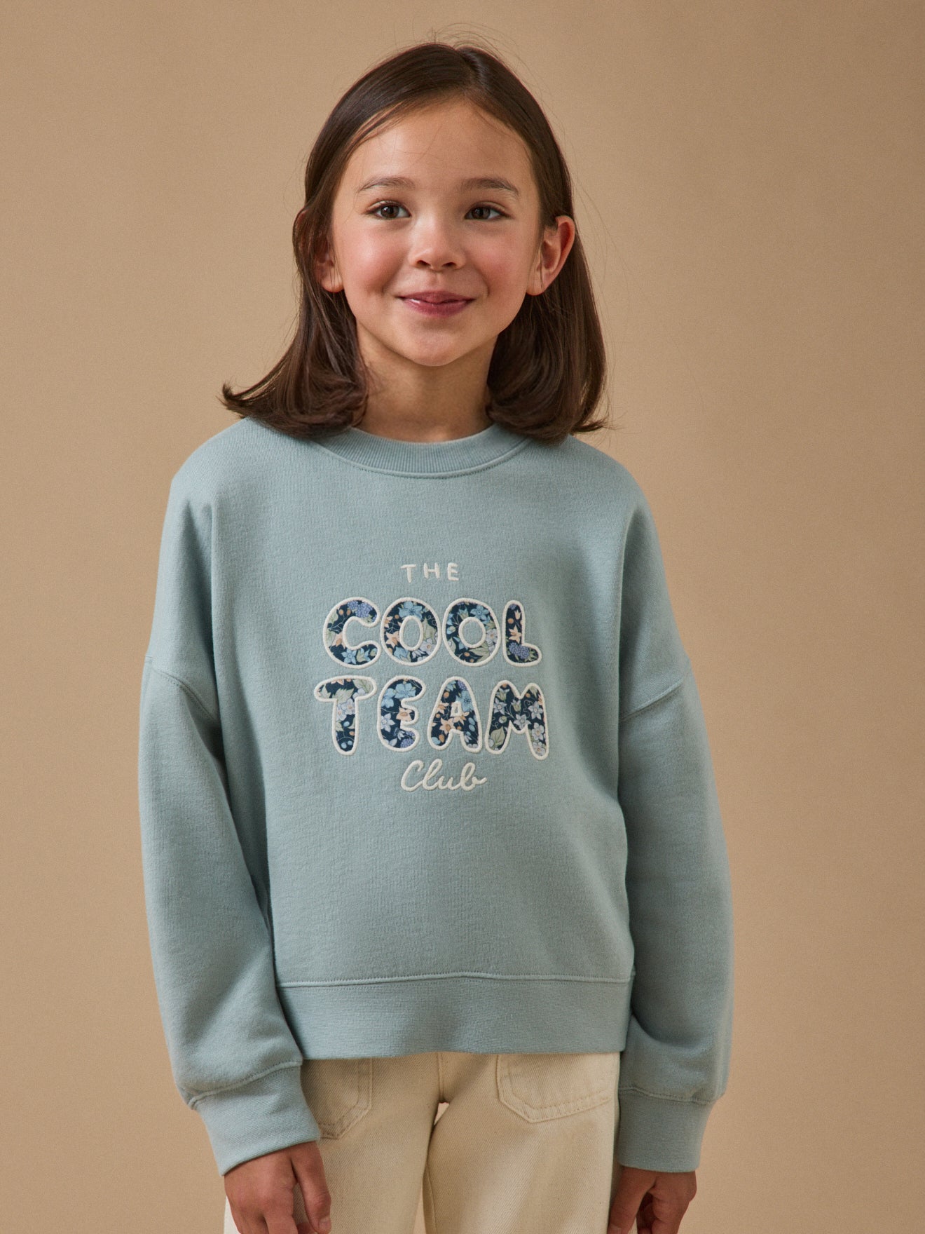 Mädchen-Sweatshirt « Cool Team », aus Liberty®-Stoff, Bio-Baumwolle