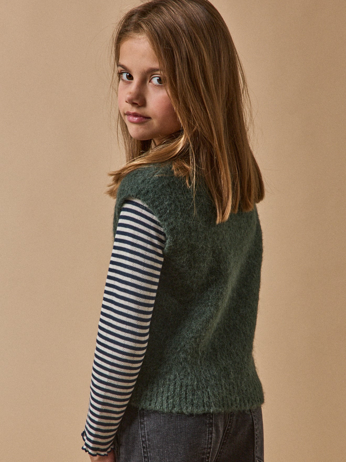 Mädchen-Pullunder aus Wolle und Alpaka