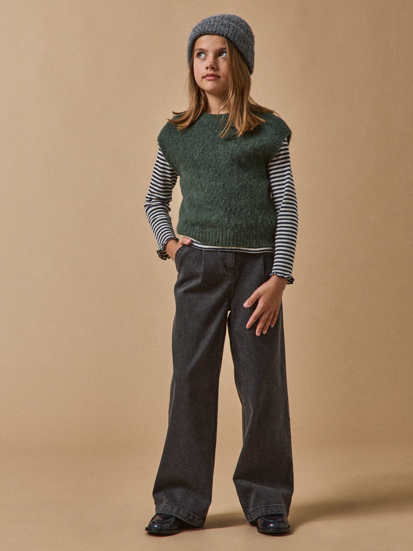 Mädchen-Pullunder aus Wolle und Alpaka