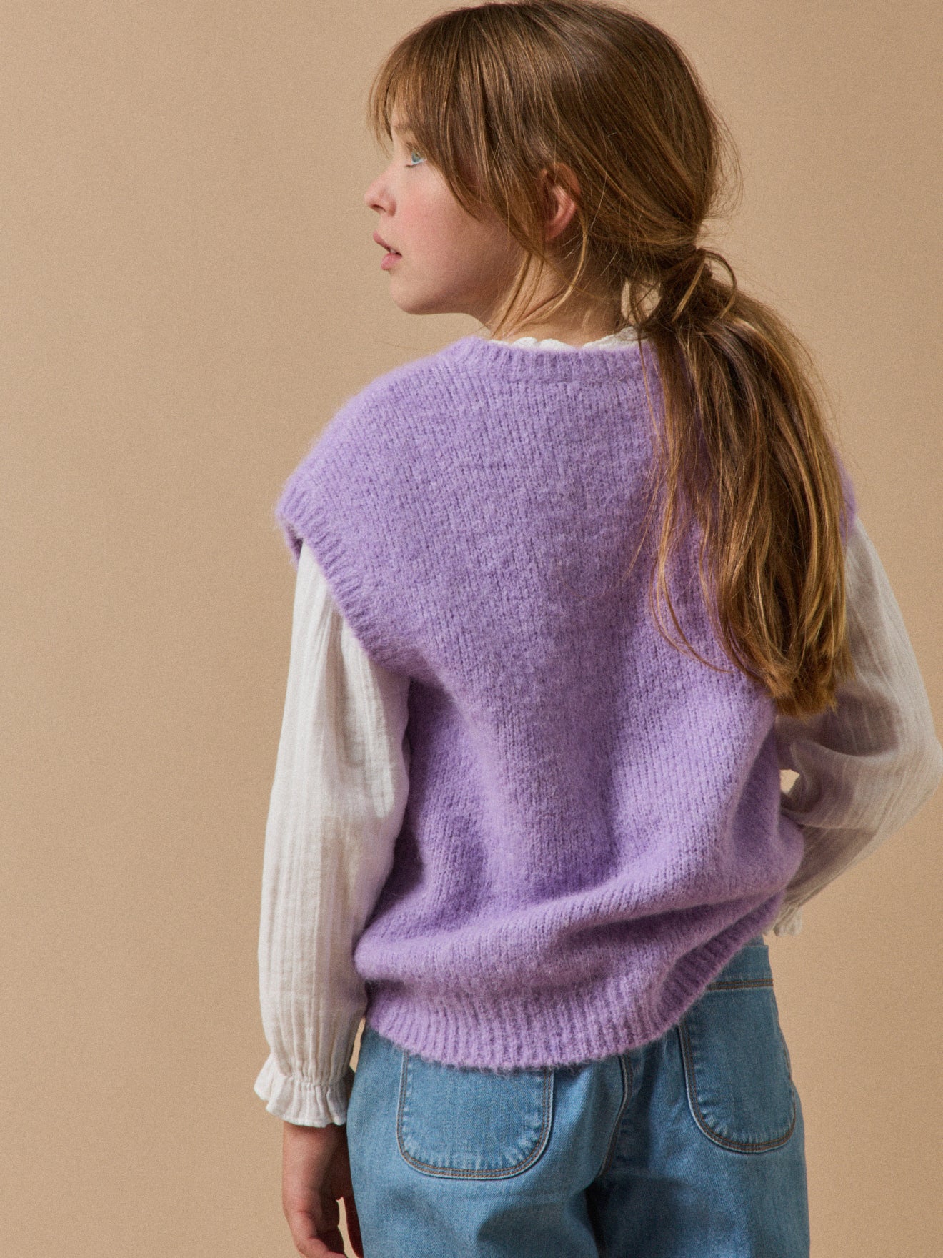 Mädchen-Pullunder aus Wolle und Alpaka