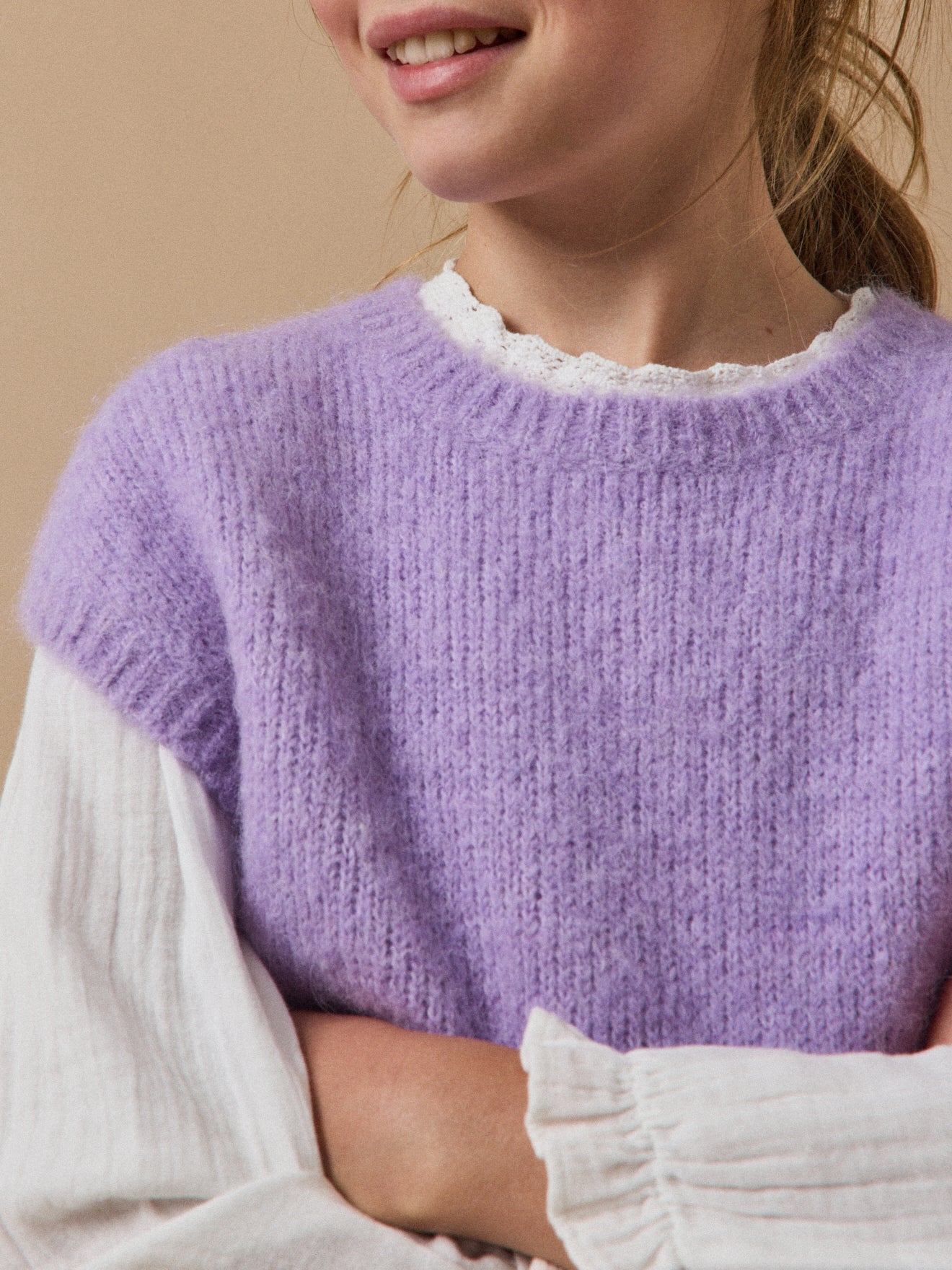 Mädchen-Pullunder aus Wolle und Alpaka