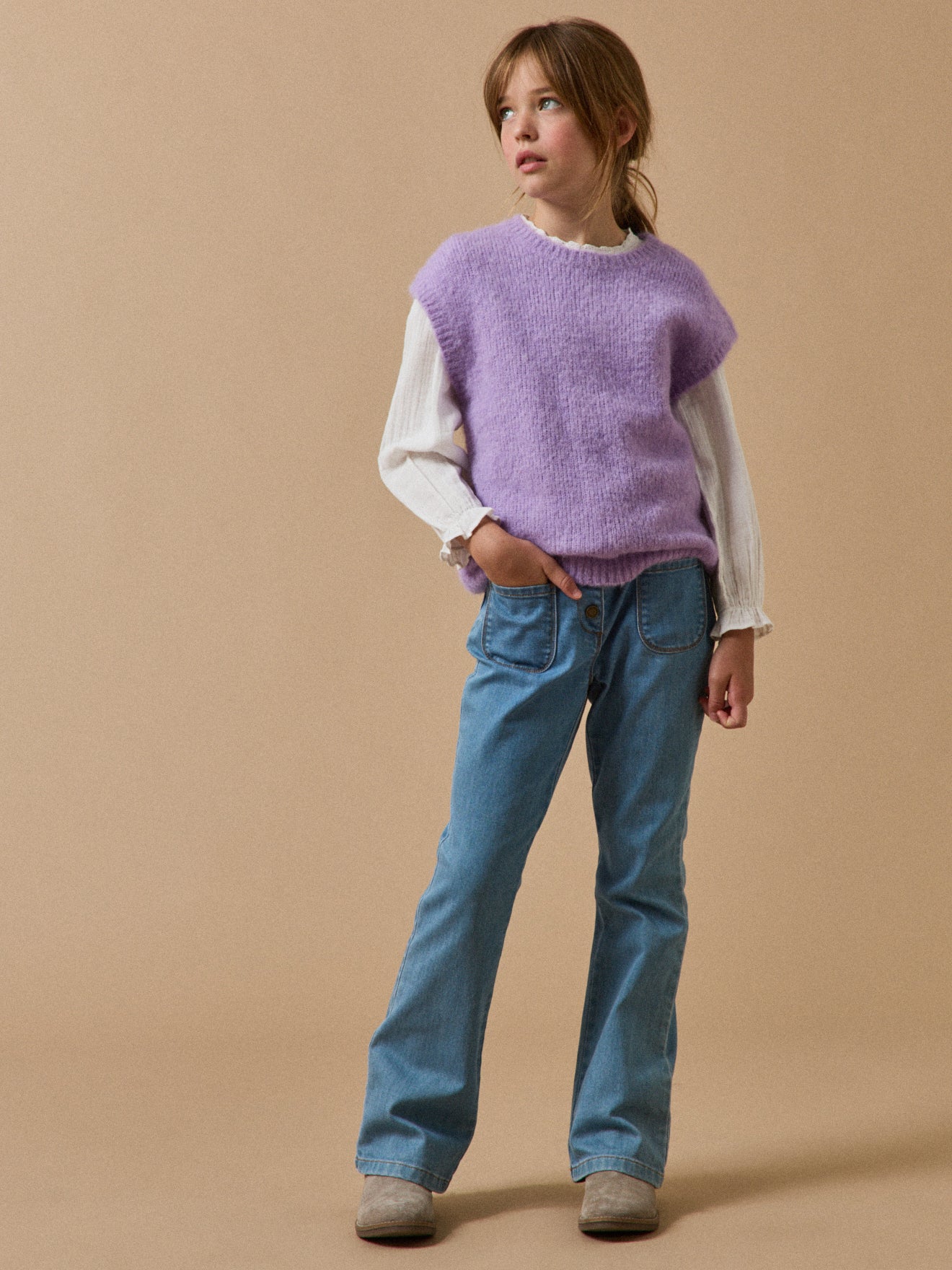 Mädchen-Pullunder aus Wolle und Alpaka