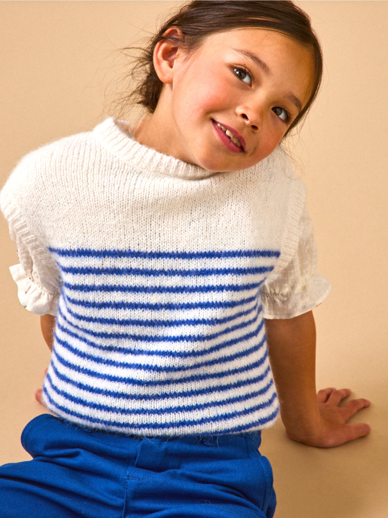 Mädchenpullover mit Streifen, ärmellos