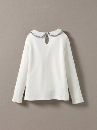 Mädchen-Shirt aus Bio-Baumwolle mit Festonbordüre am Kragen